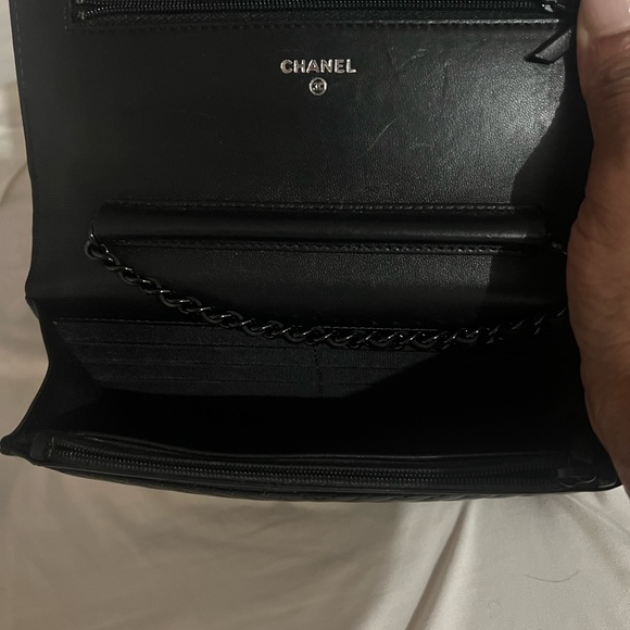 Chanel black on black wallet on a chain bag - Picture 7 of 15
